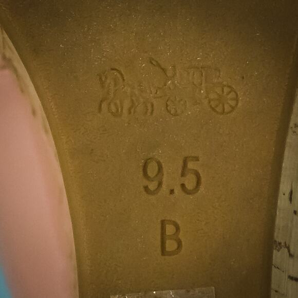 Coach Size 9.5 Ferry Pink Patent Leather Peep Toe Slingback Cork Platform Sandal - Picture 9 of 11